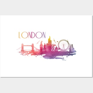 London Watercolor Skyline Posters and Art